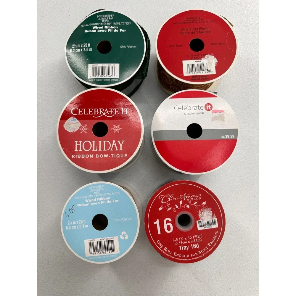Holiday Ribbon Assortment Metallic Textured‎ Craft Supplies Bundle Christmas Lot